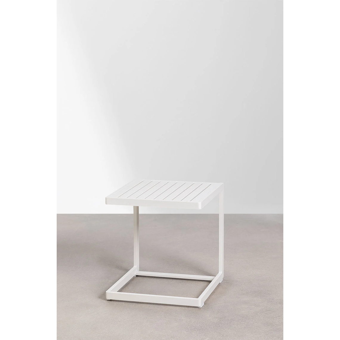 Mesa auxiliar de aluminio DULEM 40 x 40 Blanco Gardenia 2
