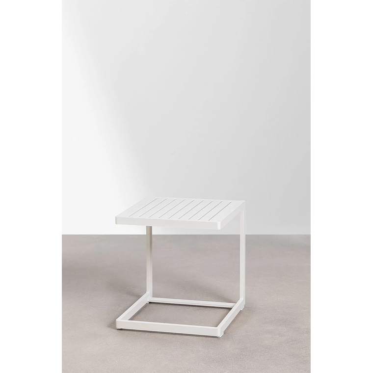 Mesa auxiliar de aluminio DULEM 40 x 40 Blanco Gardenia 2