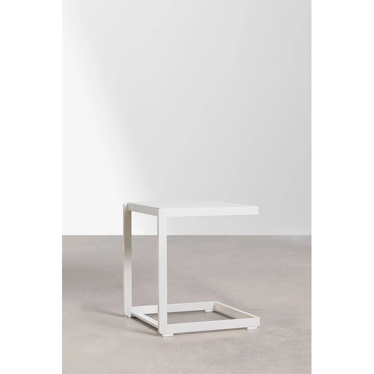 Mesa auxiliar de aluminio DULEM 40 x 40 Blanco Gardenia 3