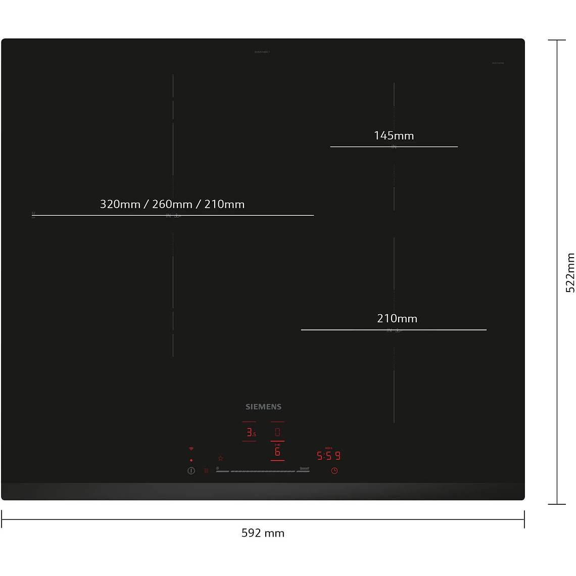 Encimera Inducción 60 cm negro sin perfiles IQ300 Siemens 2