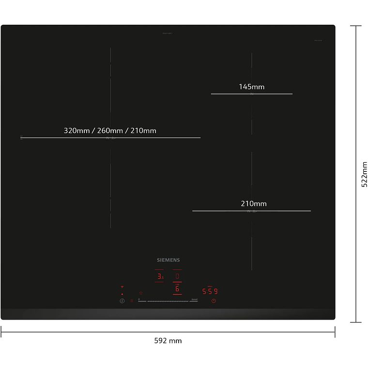 Encimera Inducción 60 cm negro sin perfiles IQ300 Siemens 2