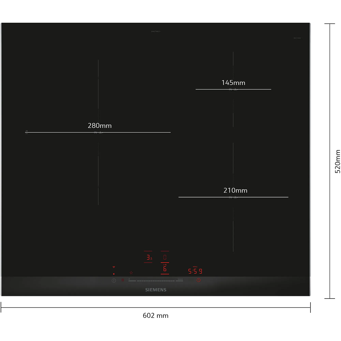 Encimera Inducción 60 cm negro con perfiles IQ100 Siemens 2
