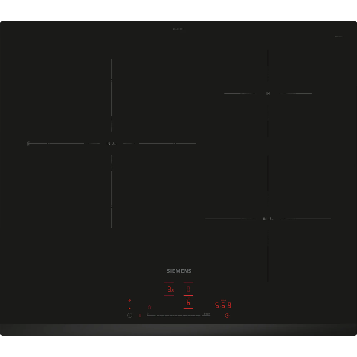 Encimera Inducción 60 cm negro sin perfiles IQ100 Siemens 1