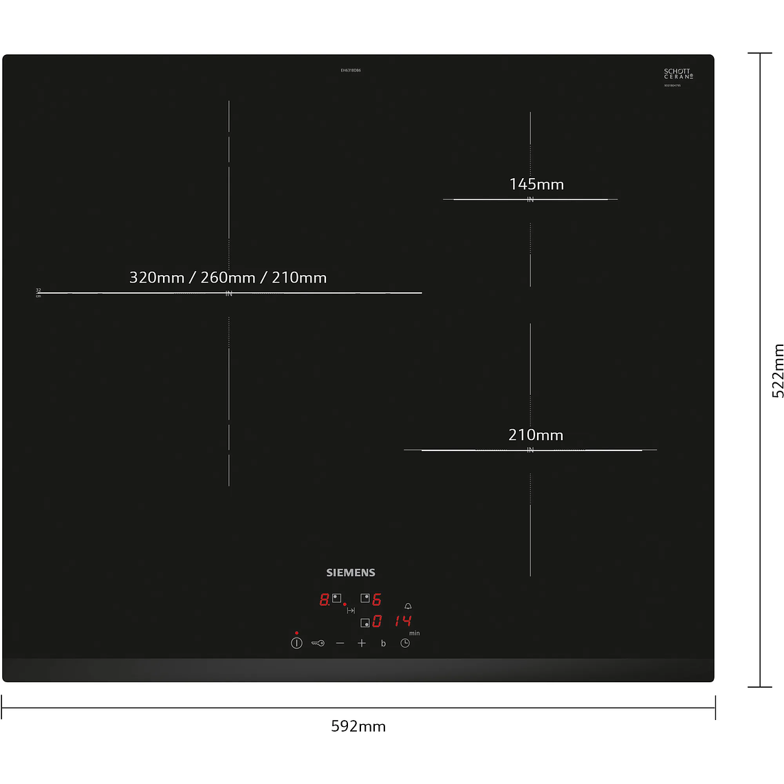 Encimera Inducción 60 cm negro sin perfiles IQ300 Siemens 5