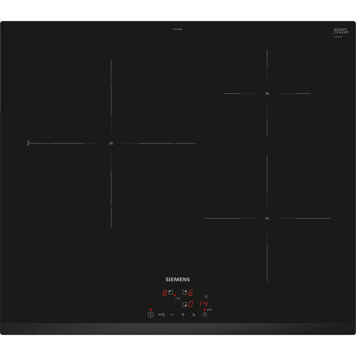 Encimera Inducción 60 cm negro sin perfiles IQ100 Siemens 1