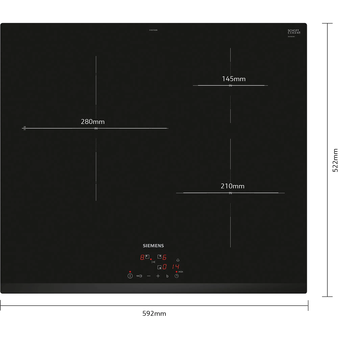 Encimera Inducción 60 cm negro sin perfiles IQ100 Siemens 5