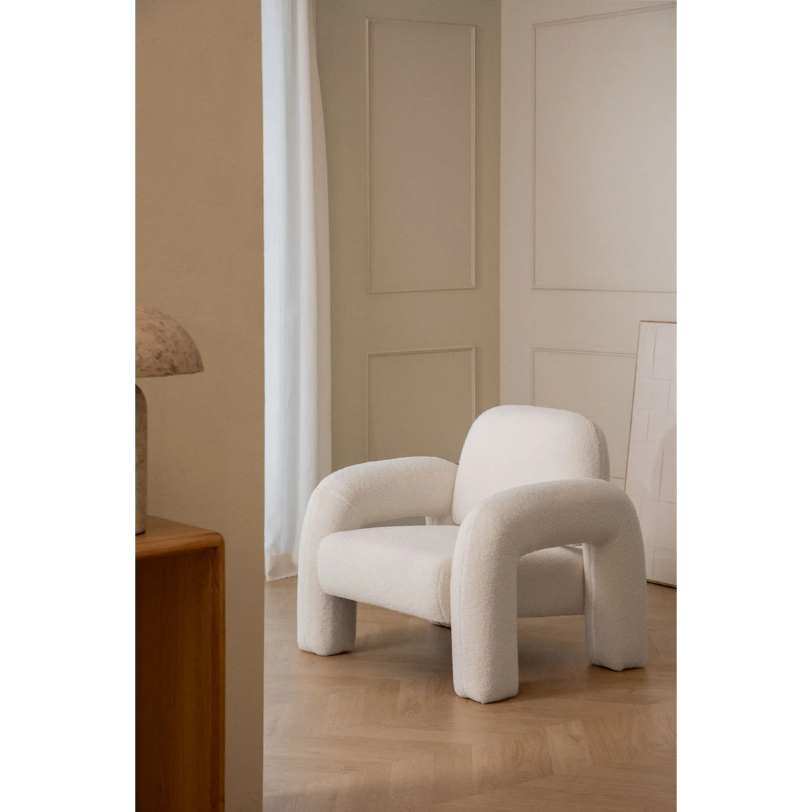 Poltrona en borreguito Nicxon Blanco  2