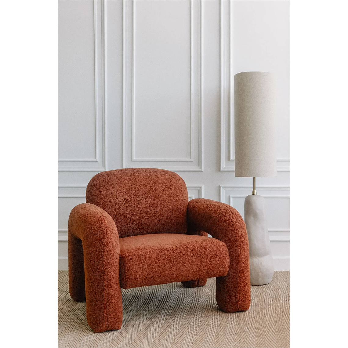 Poltrona en borreguito Nicxon Rojo Arcilla 1
