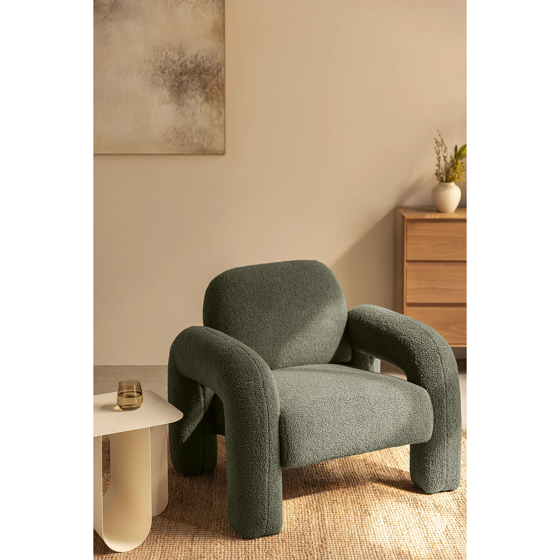 Poltrona en borreguito Nicxon Verde Salvia 1