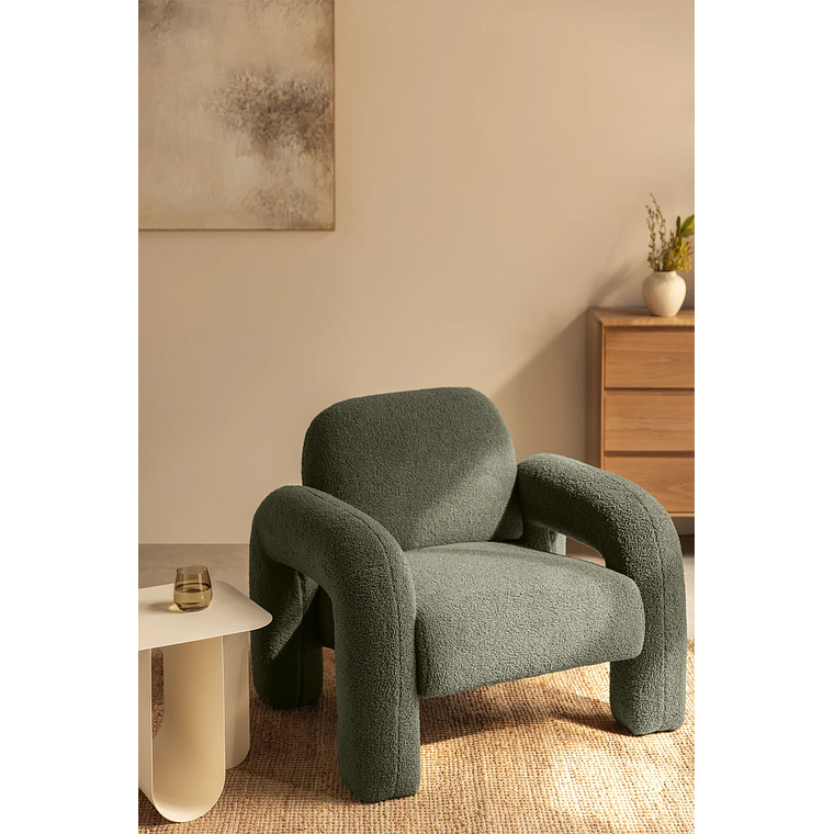 Poltrona en borreguito Nicxon Verde Salvia 1