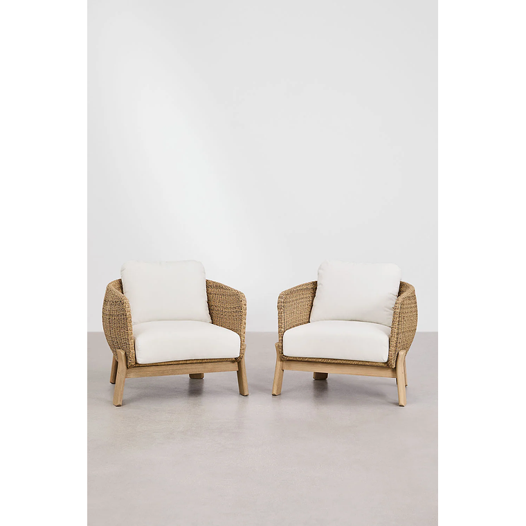 Poltrona en Madera de Acacia con Ratan Leilan Pack 2 1