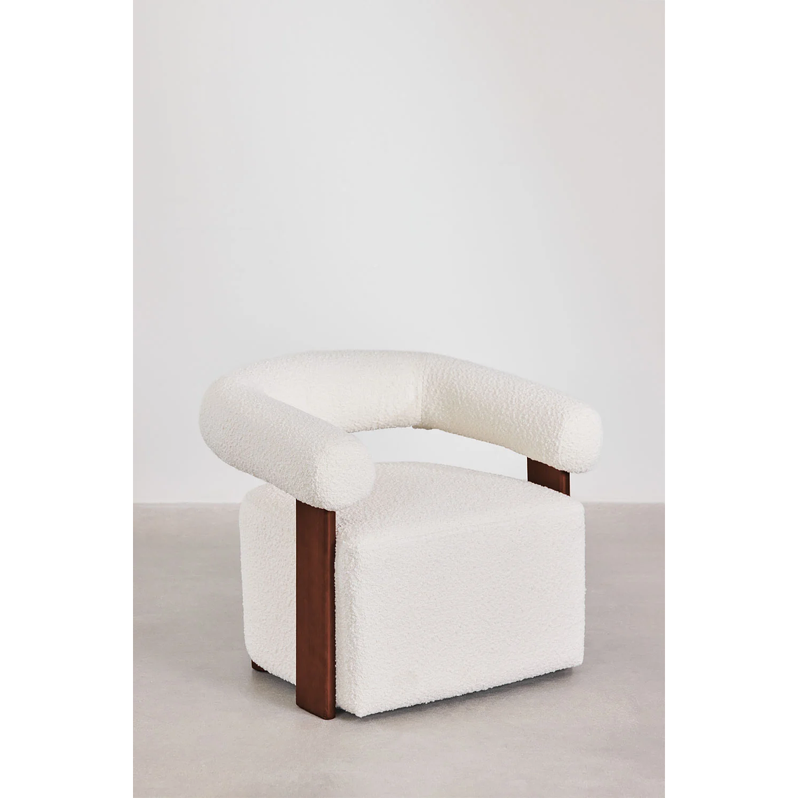 Poltrona en Tela Bouclé y Madera Mauro Blanco Pack 2 2