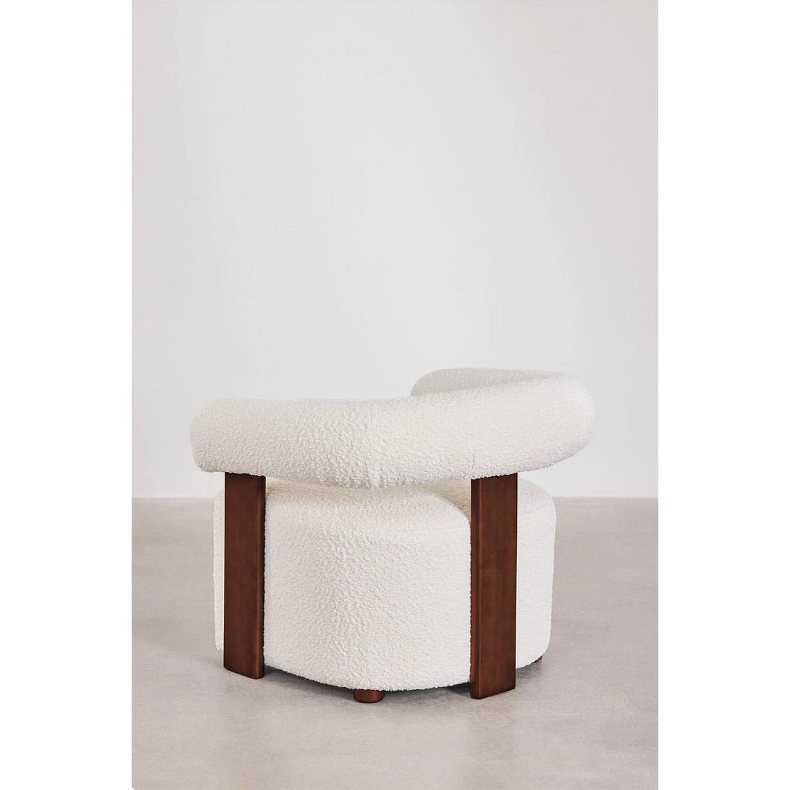 Poltrona en Tela Bouclé y Madera Mauro Blanco Pack 2 4