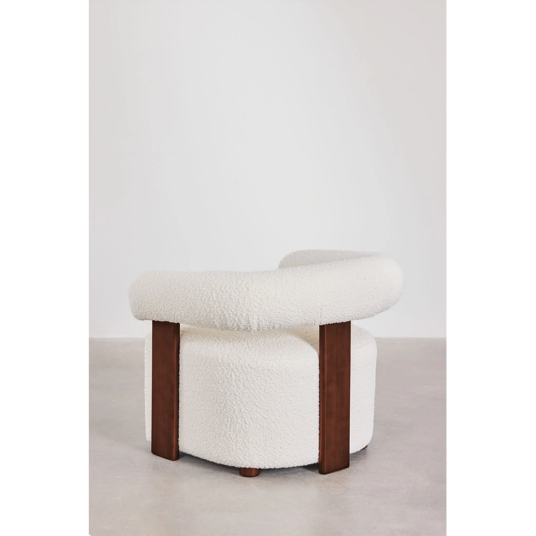 Poltrona en Tela Bouclé y Madera Mauro Blanco Pack 2 4