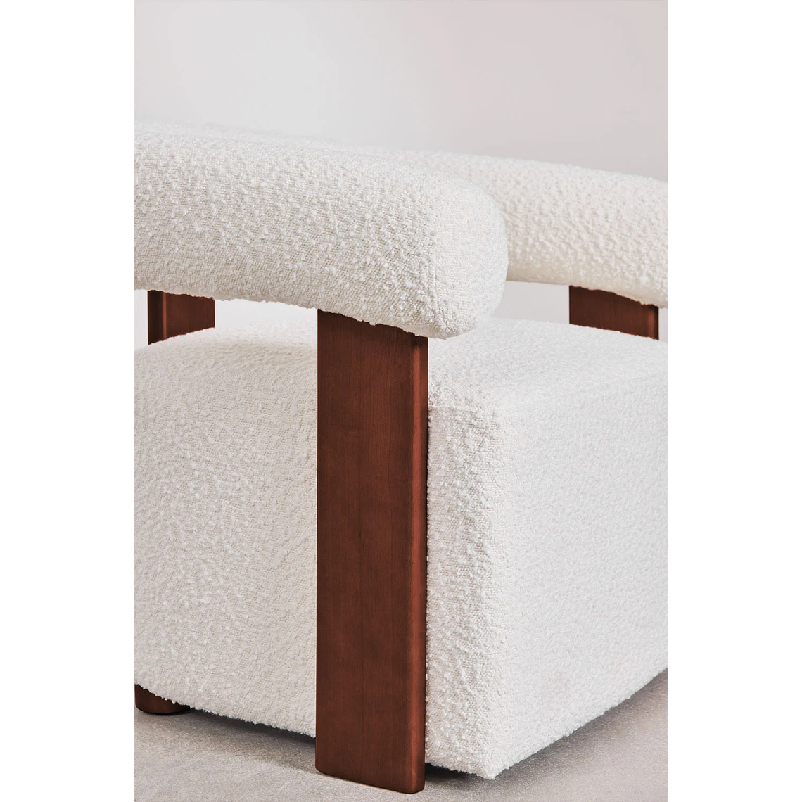 Poltrona en Tela Bouclé y Madera Mauro Blanco Pack 2 5