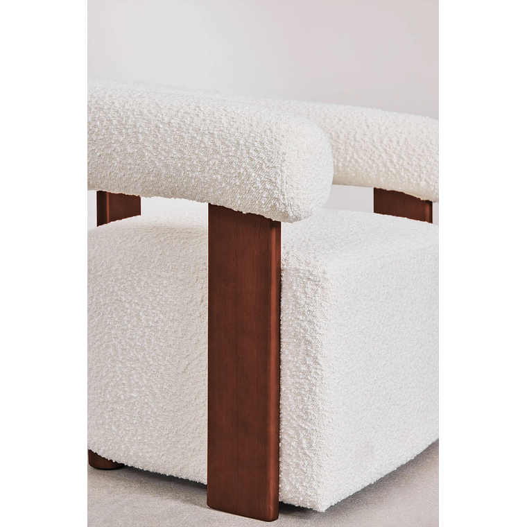 Poltrona en Tela Bouclé y Madera Mauro Blanco Pack 2 5