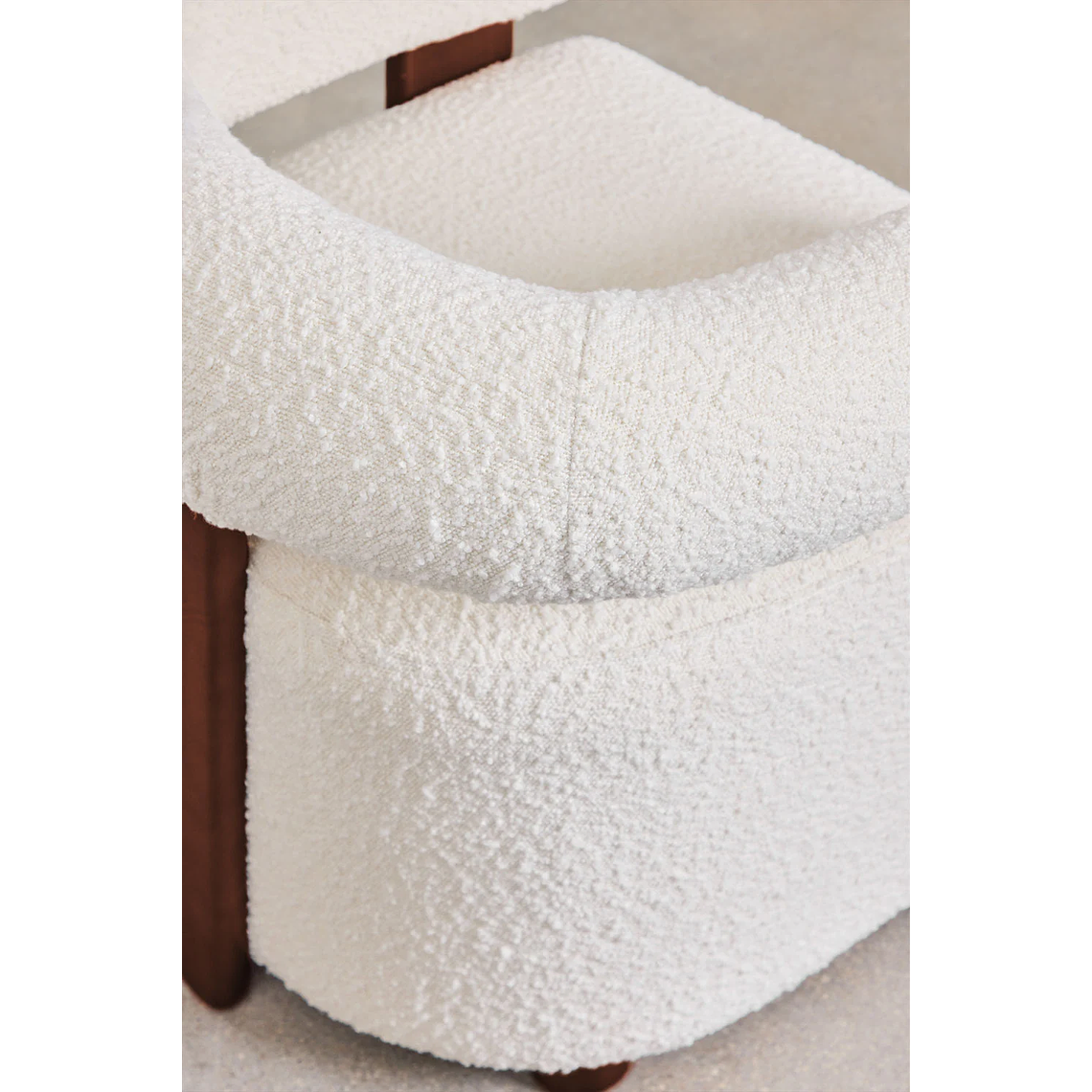 Poltrona en Tela Bouclé y Madera Mauro Blanco Pack 2 6