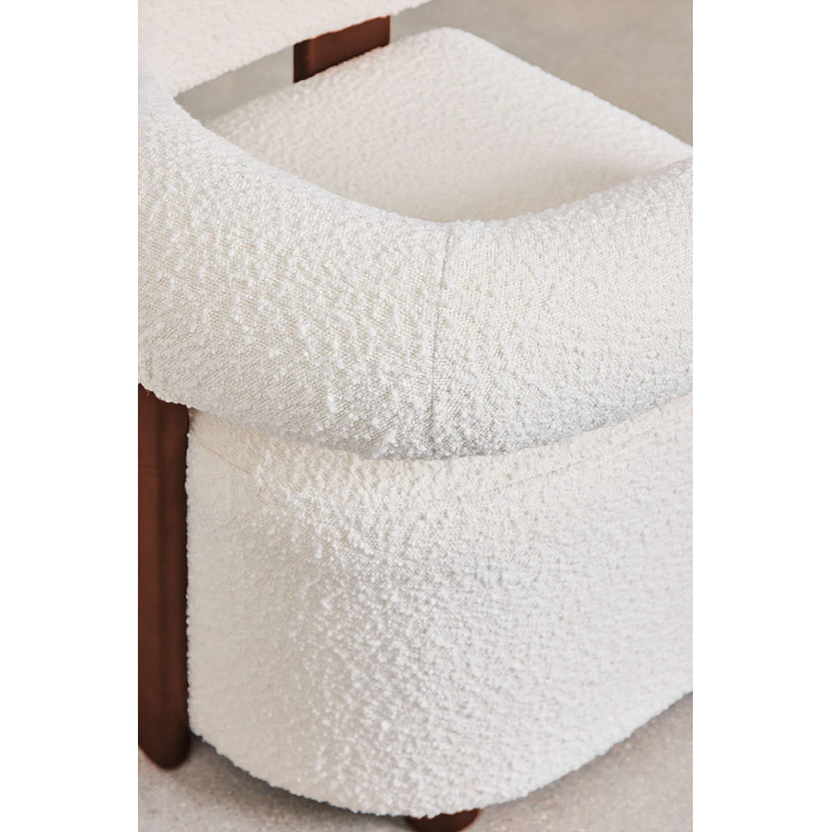 Poltrona en Tela Bouclé y Madera Mauro Blanco Pack 2 6