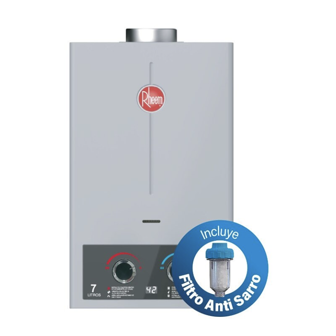 CALEFONT 7 LITROS TIRO NATURAL GAS LICUADO RHEEM CON FILTRO ANTI-SARRO 2