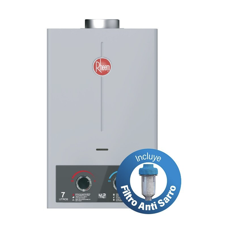 CALEFONT 7 LITROS TIRO NATURAL GAS LICUADO RHEEM CON FILTRO ANTI-SARRO 2