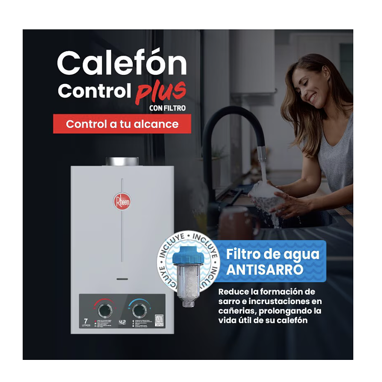 CALEFONT 7 LITROS TIRO NATURAL GAS LICUADO RHEEM CON FILTRO ANTI-SARRO 3