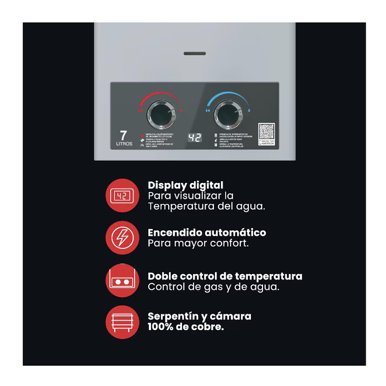 CALEFONT 7 LITROS TIRO NATURAL GAS LICUADO RHEEM CON FILTRO ANTI-SARRO 5