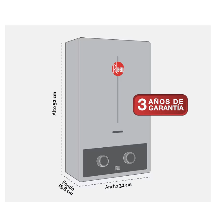 CALEFONT 7 LITROS TIRO NATURAL GAS LICUADO RHEEM CON FILTRO ANTI-SARRO 6