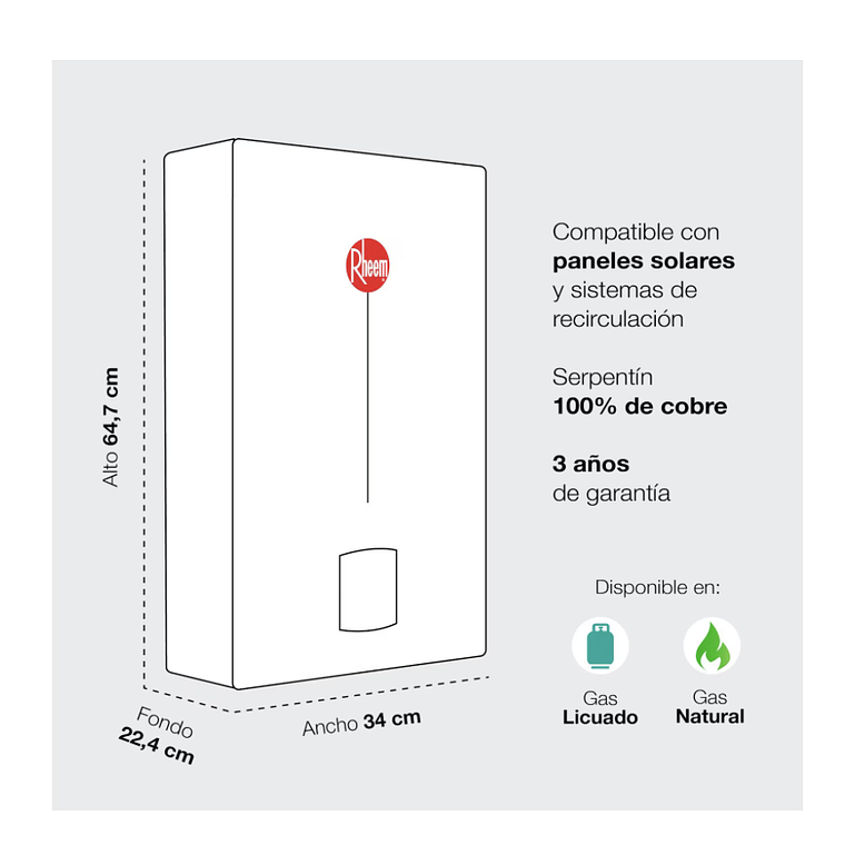 CALEFONT DIGITAL 10 LITROS GAS LICUADO TIRO NATURAL RHEEM 4