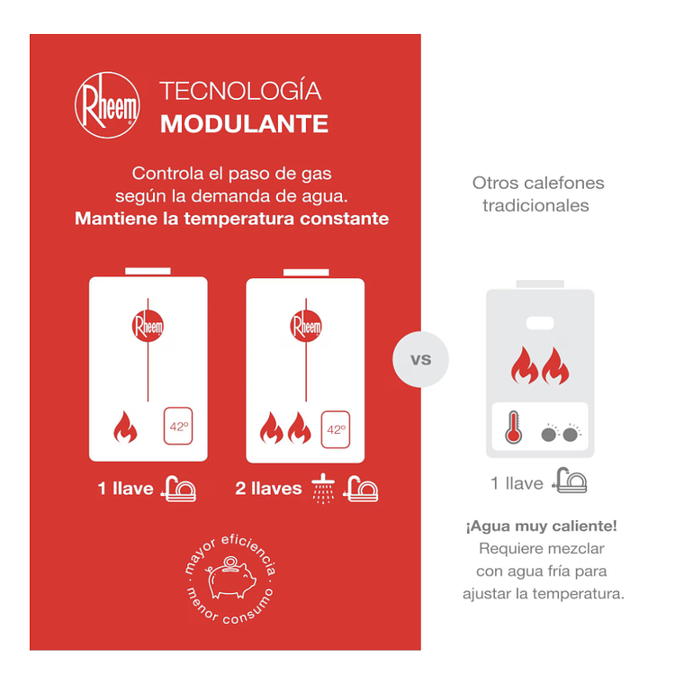 CALEFONT DIGITAL 11 LITROS GAS LICUADO TIRO NATURAL RHEEM 3