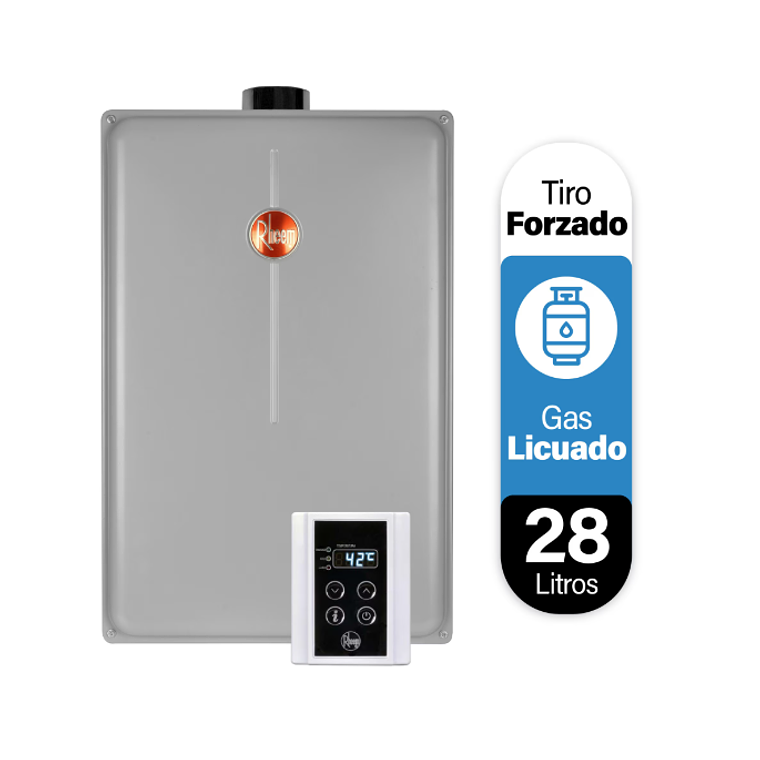 CALEFONT DIGITAL 28 LITROS GAS LICUADO TIRO FORZADO RHEEM 1