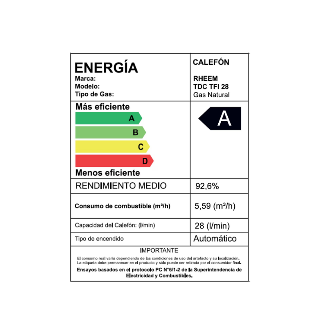 CALEFONT DIGITAL 28 LITROS GAS LICUADO TIRO FORZADO RHEEM 6