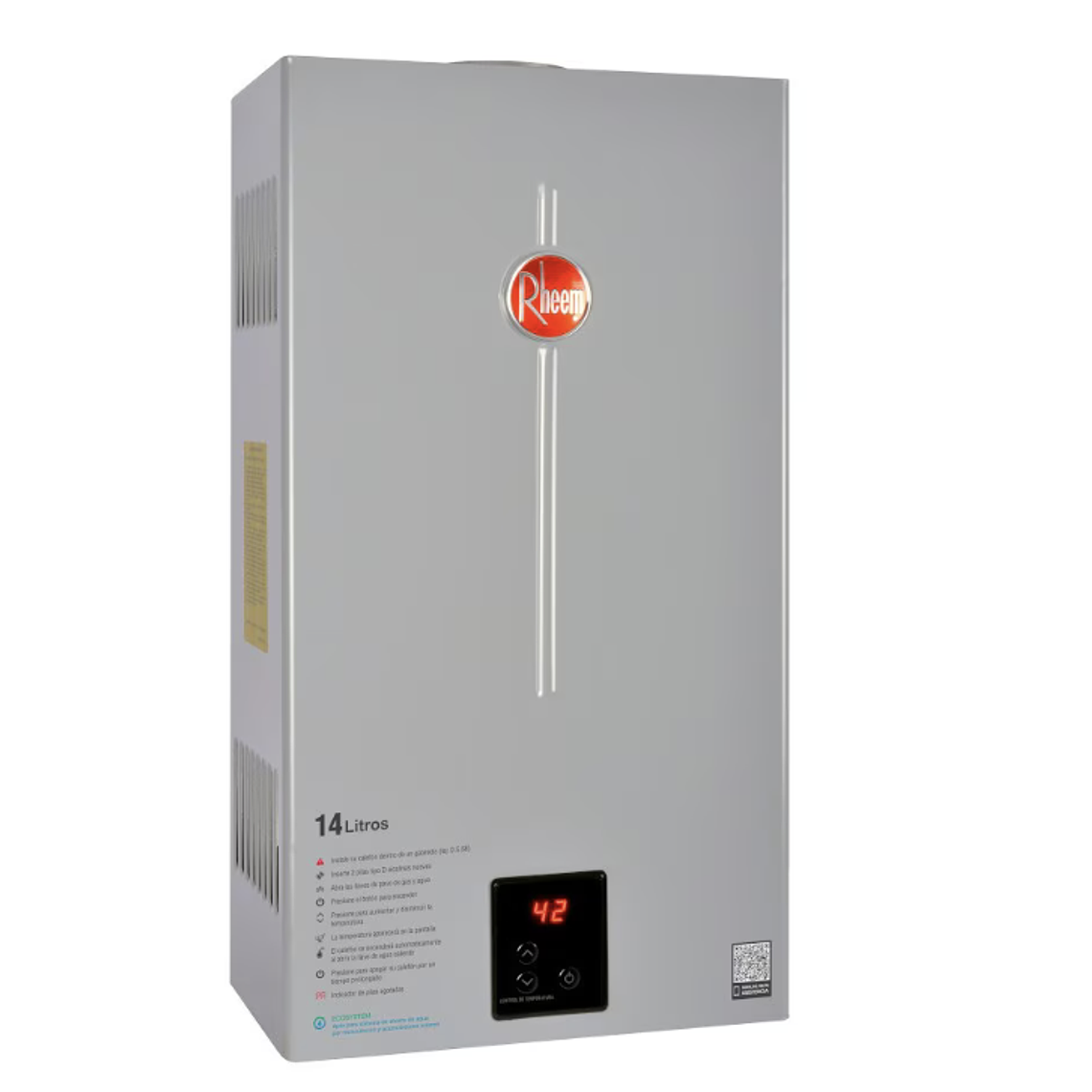 CALEFONT DIGITAL 14 LITROS GAS LICUADO TIRO NATURAL RHEEM 2