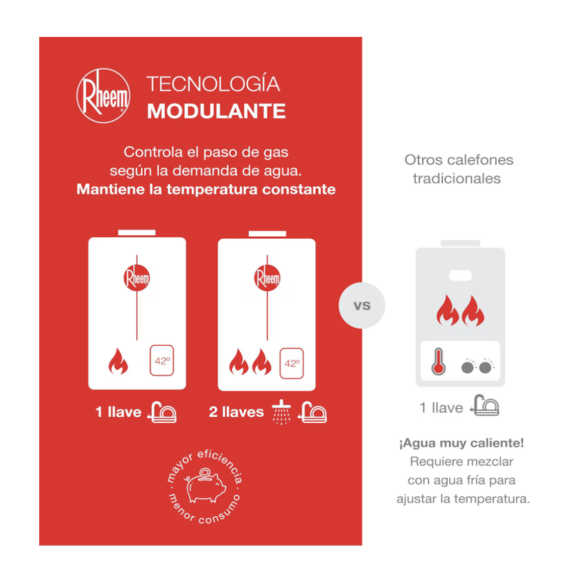 CALEFONT DIGITAL 16 LITROS GAS LICUADO TIRO NATURAL RHEEM 3