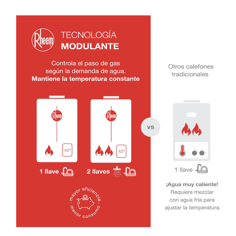 CALEFONT DIGITAL 16 LITROS GAS LICUADO TIRO NATURAL RHEEM 3
