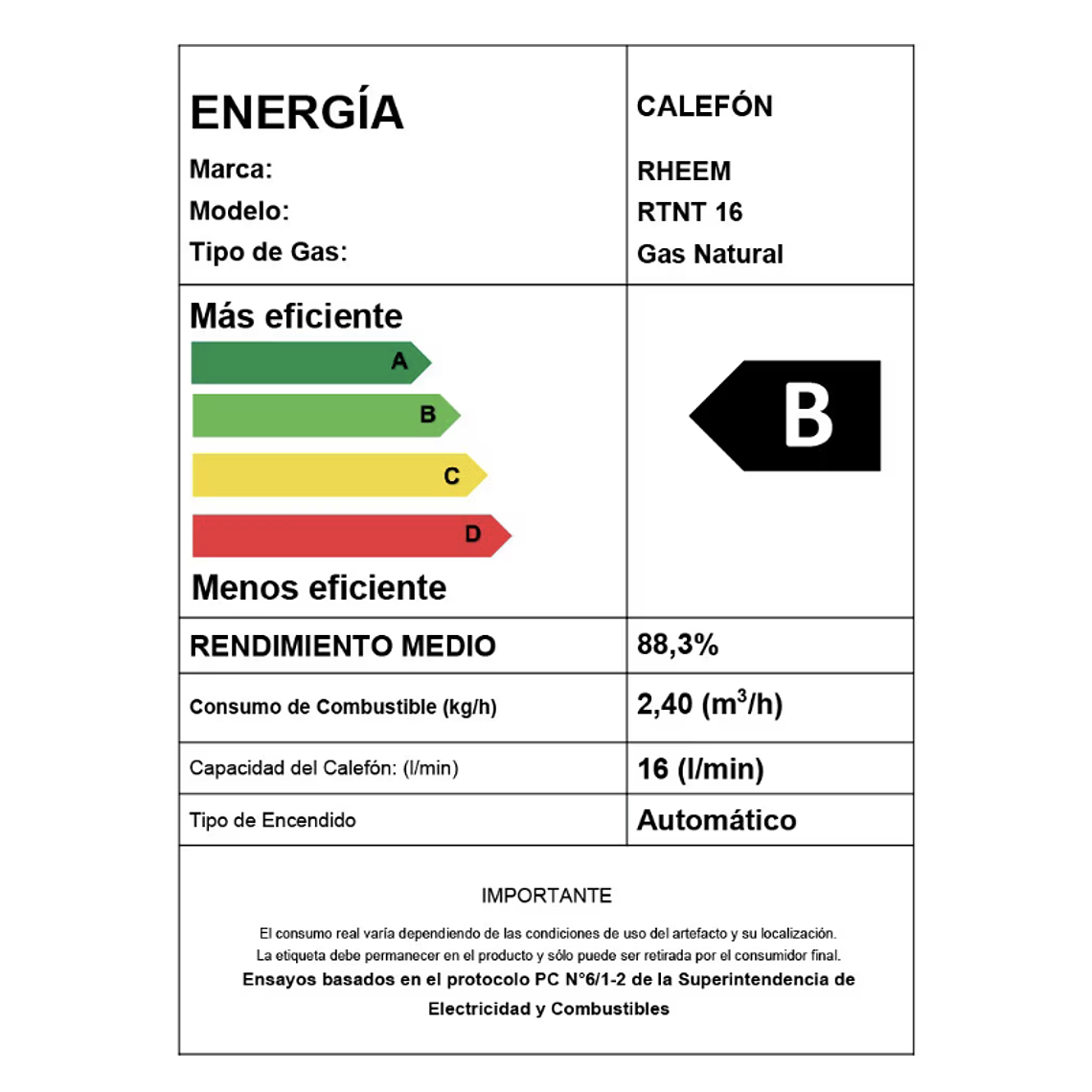 CALEFONT DIGITAL 16 LITROS GAS LICUADO TIRO NATURAL RHEEM 7