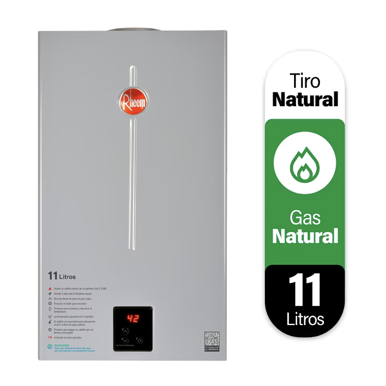 CALEFONT 11 LITROS GAS NATURAL TIRO NATURAL RHEEM 1
