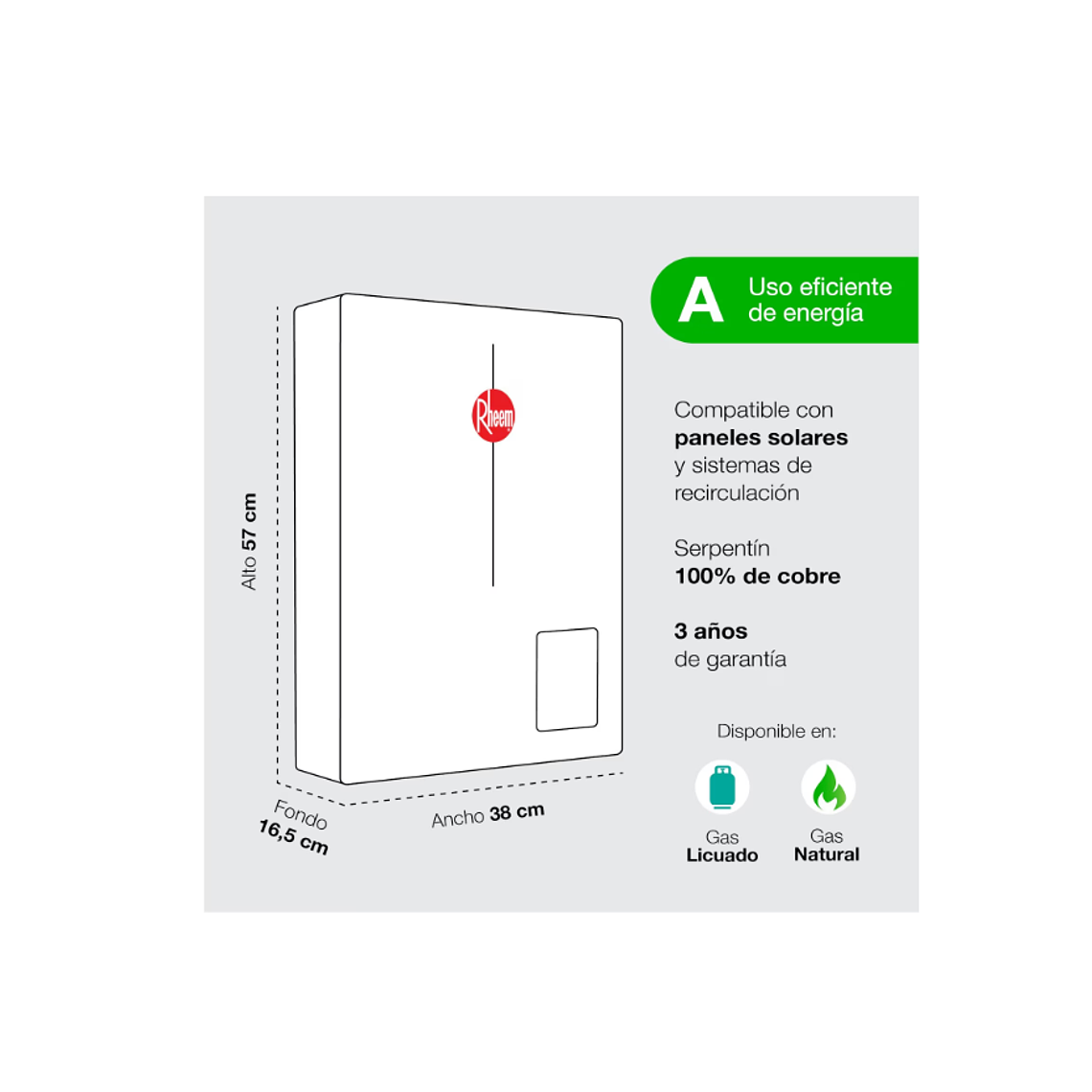 CALEFONT DIGITAL 18 LITROS GAS LICUADO TIRO FORZADO CON CONTROL REMOTO 6