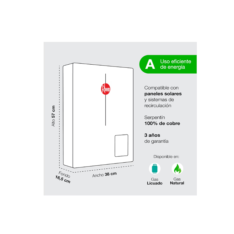 CALEFONT DIGITAL 18 LITROS GAS LICUADO TIRO FORZADO CON CONTROL REMOTO 6