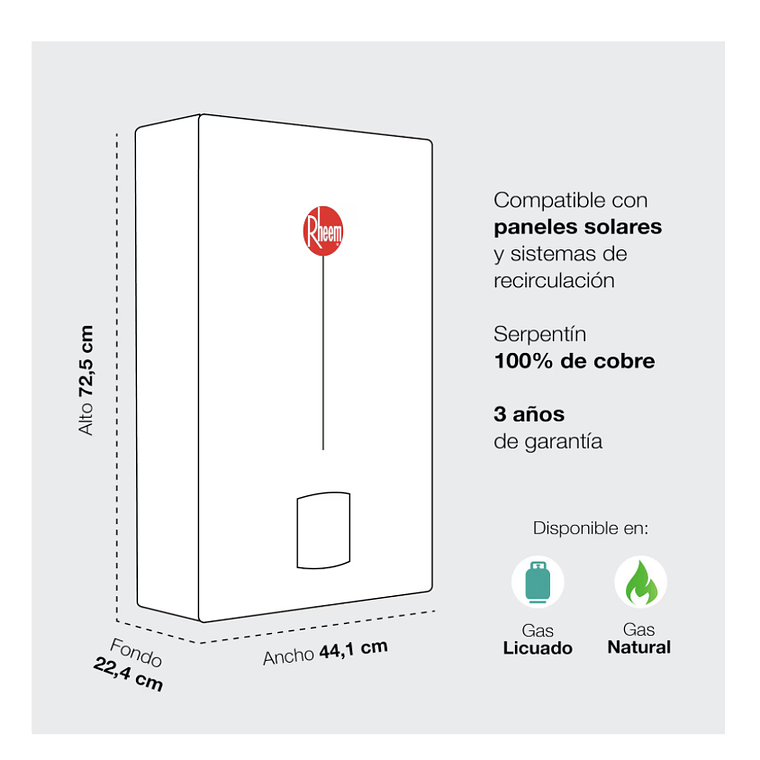 CALEFONT 16 LITROS GAS NATURAL TIRO NATURAL RHEEM 4