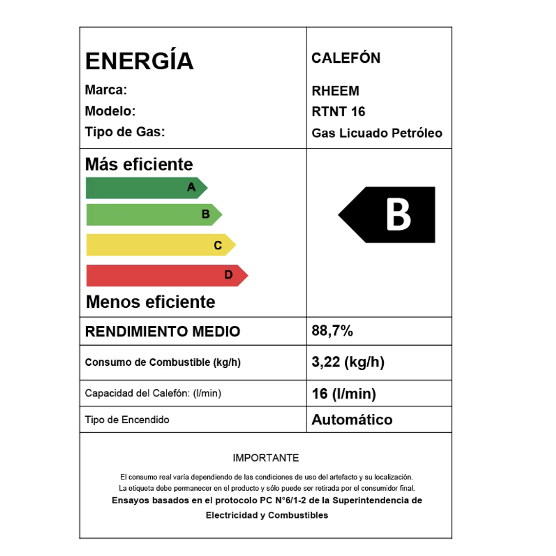 CALEFONT 16 LITROS GAS NATURAL TIRO NATURAL RHEEM 7