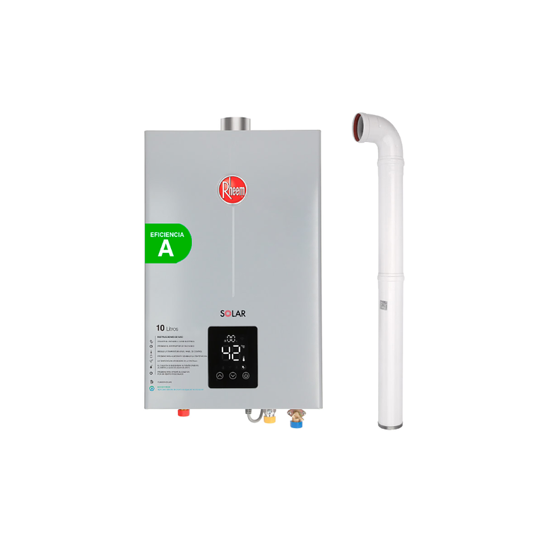 PACK CALEFONT RHEEM 10L. T.FORZADO G.LICUADO + KIT DUCTO 1