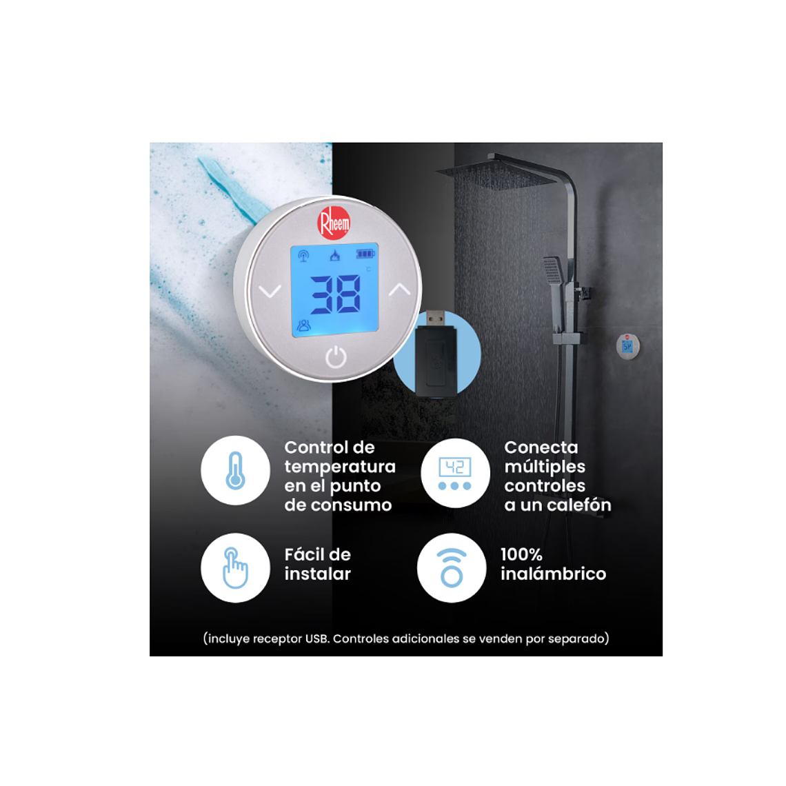 Calefont 21 litros Gas licuado Tiro Forzado con Kit Comfort Control 5