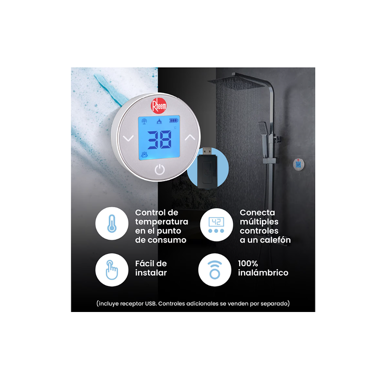 Calefont 21 litros Gas licuado Tiro Forzado con Kit Comfort Control 5