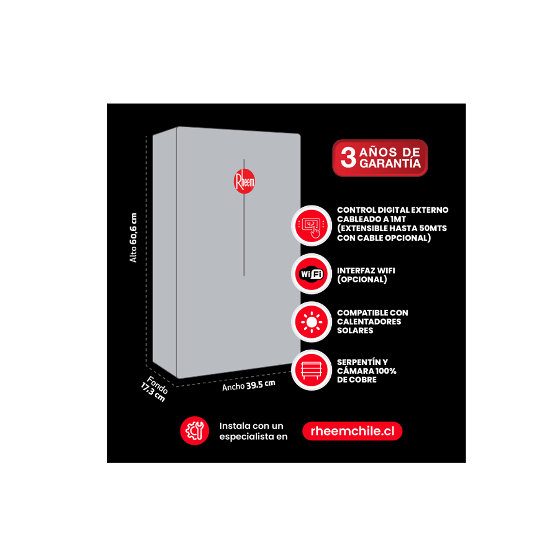 CALEFONT DIGITAL 28 LITROS GAS NATURAL TIRO FORZADO RHEEM 4