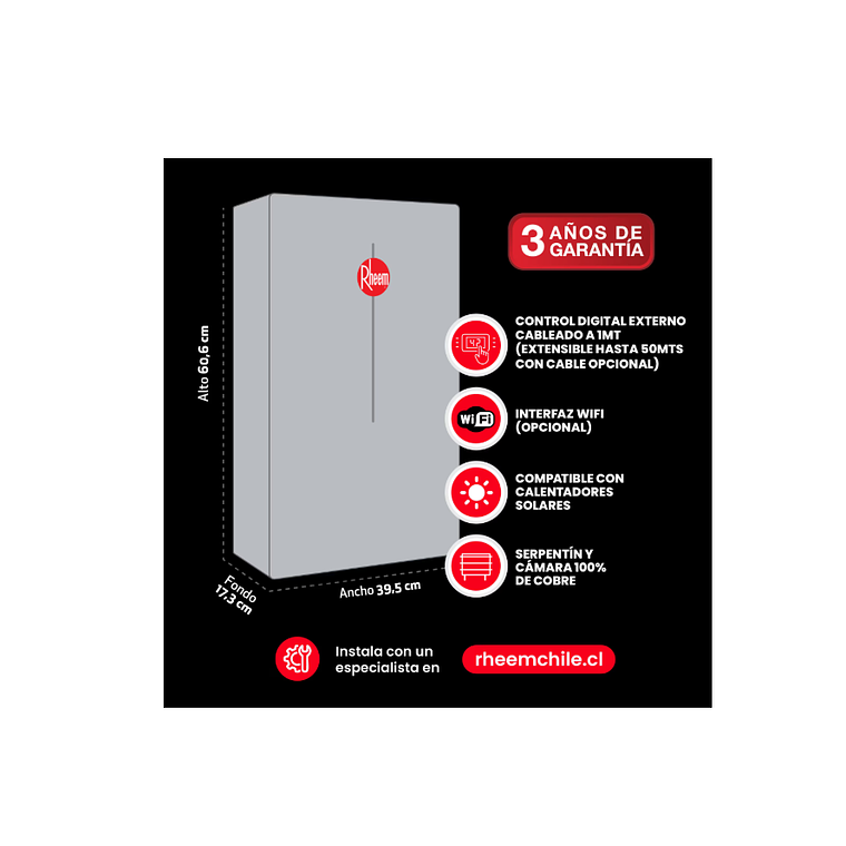 CALEFONT DIGITAL 28 LITROS GAS NATURAL TIRO FORZADO RHEEM 4