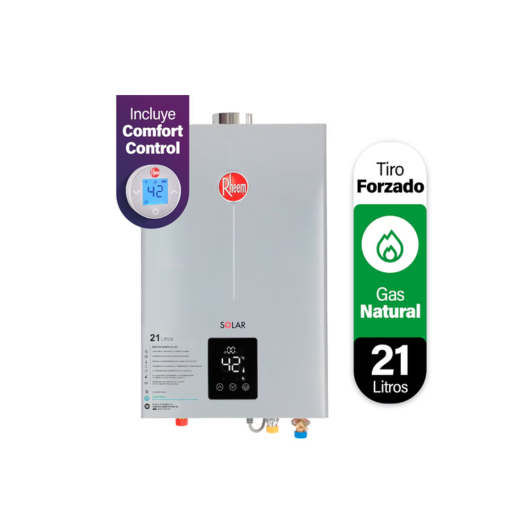 CALEFONT DIGITAL 21 LITROS GAS NATURAL TIRO FORZADO CON CONTROL REMOTO 1
