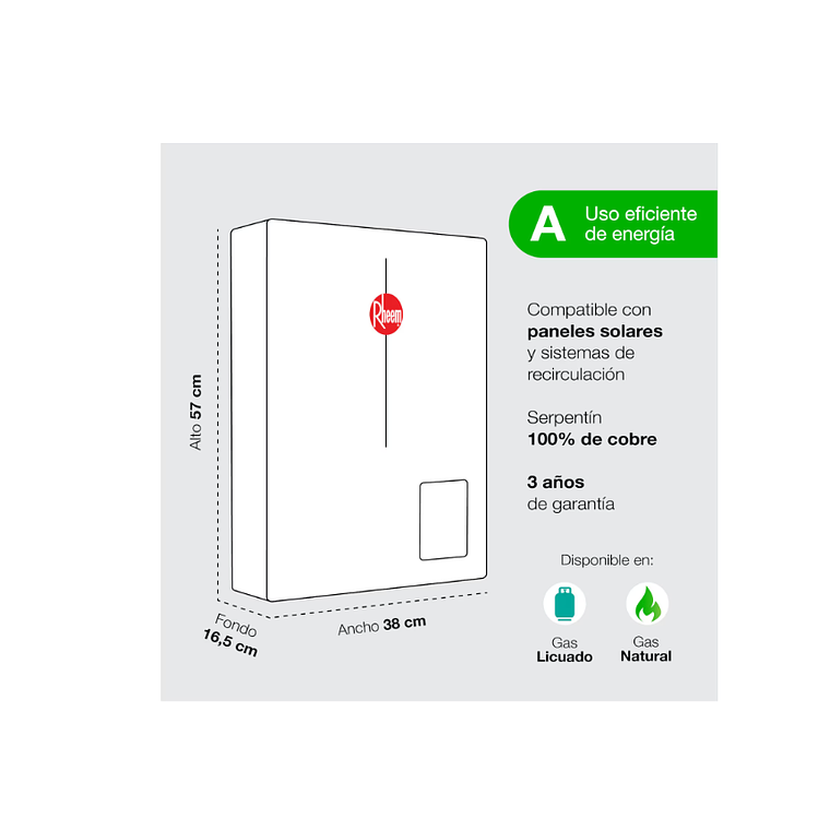 CALEFONT DIGITAL 21 LITROS GAS NATURAL TIRO FORZADO CON CONTROL REMOTO 5