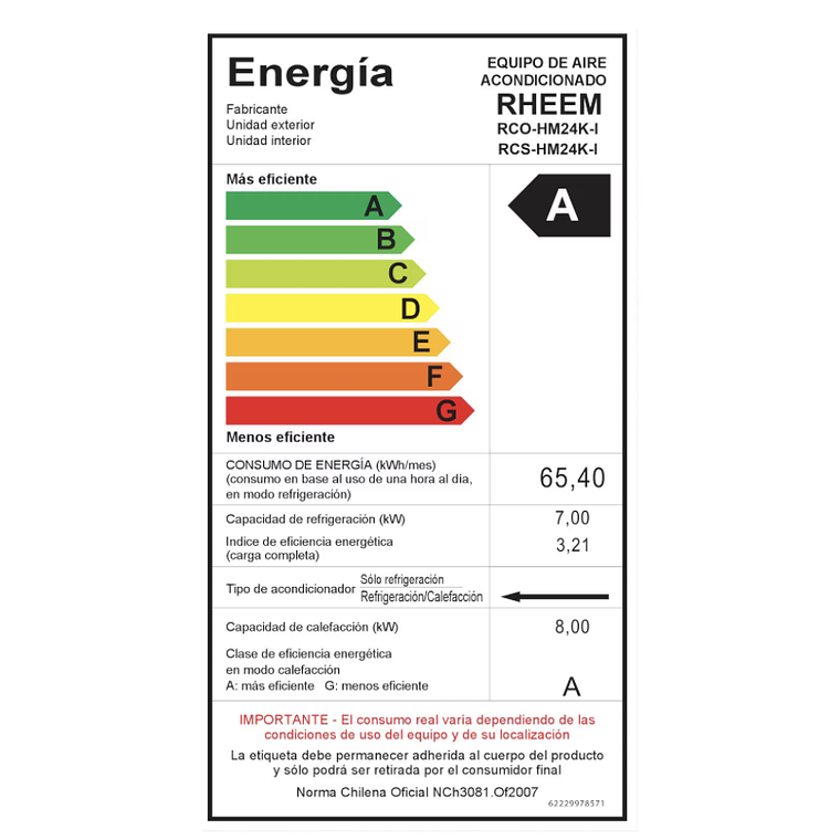 AIRE ACONDICIONADO SPLIT CASSETTE 24000 BTU INVERTER RHEEM 4