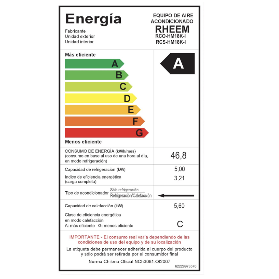 AIRE ACONDICIONADO SPLIT CASSETTE 18000 BTU INVERTER RHEEM 4