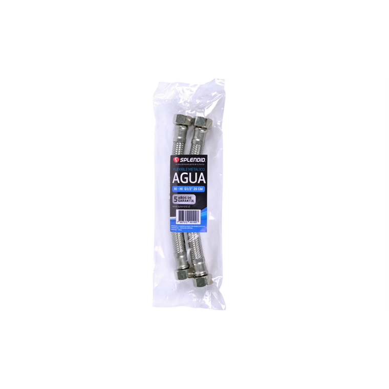 Kit 2 Flexibles Metálico de Agua para Calefón 20 cm 2